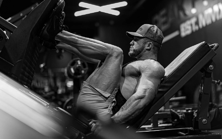 Bodybuilder on the leg press machine