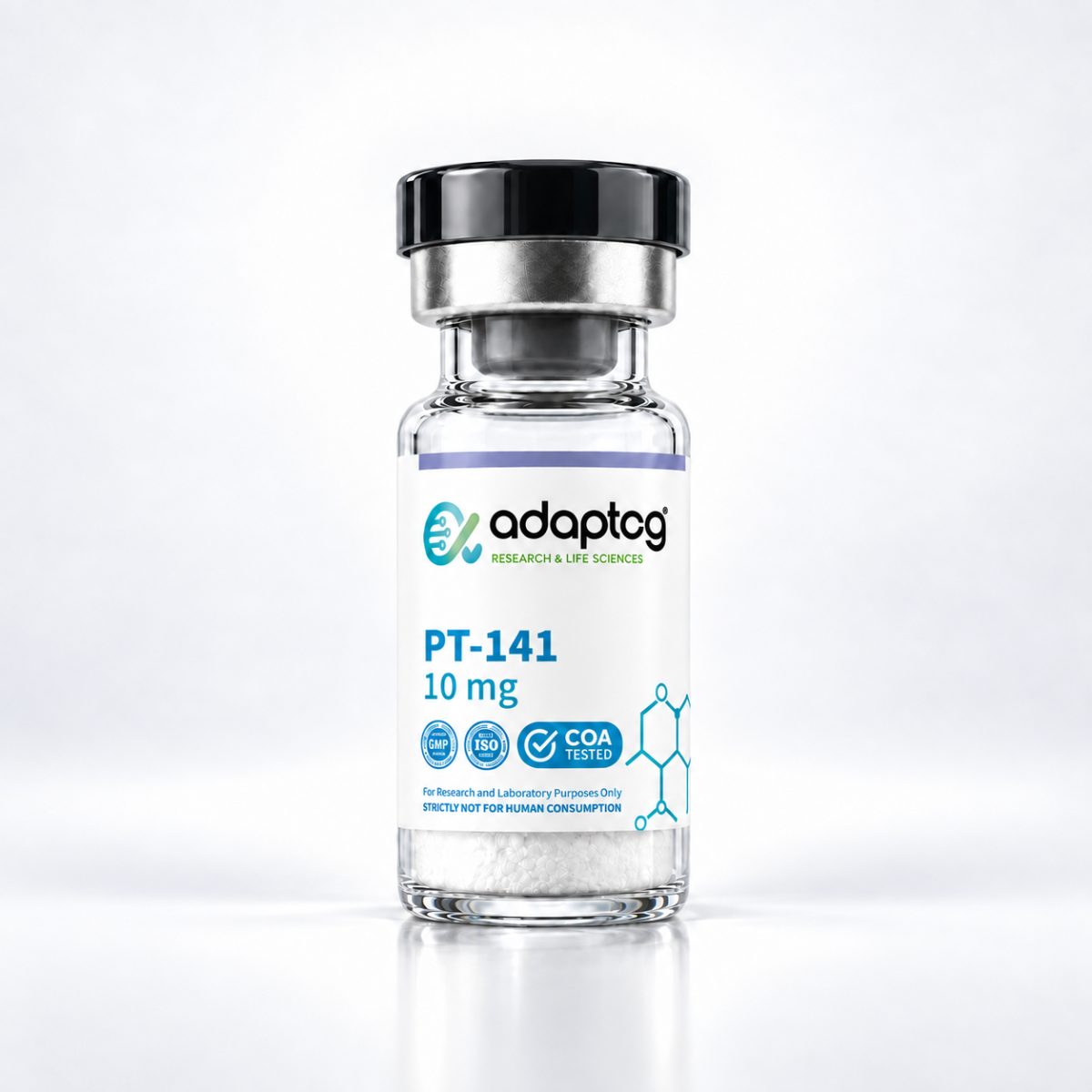 PT-141 (Bremelanotide) 10mg research peptide vial, Adaptog Research