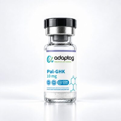 Pal-GHK (Palmitoyl Gly-His-Lys) research peptide vial, Adaptog Research