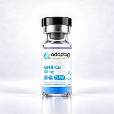 GHK-Cu 50mg copper peptide vial with blue powder, Adaptog Research