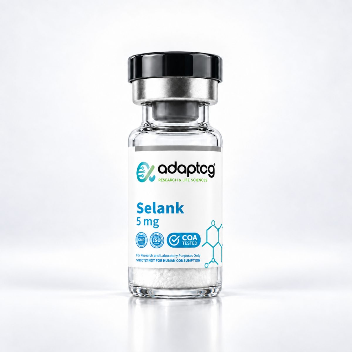 Selank 5mg research peptide vial, Adaptog Research
