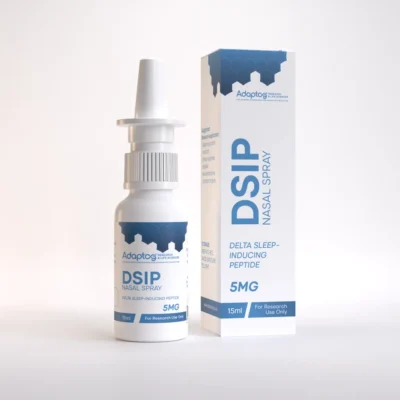 DSIP nasal spray 5mg, 15ml bottle and box, Adaptog Research
