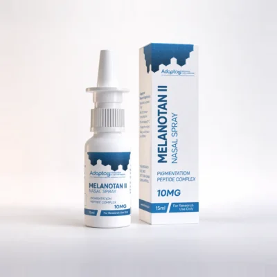 Melanotan II nasal spray 10mg, 15ml bottle and box, Adaptog Research