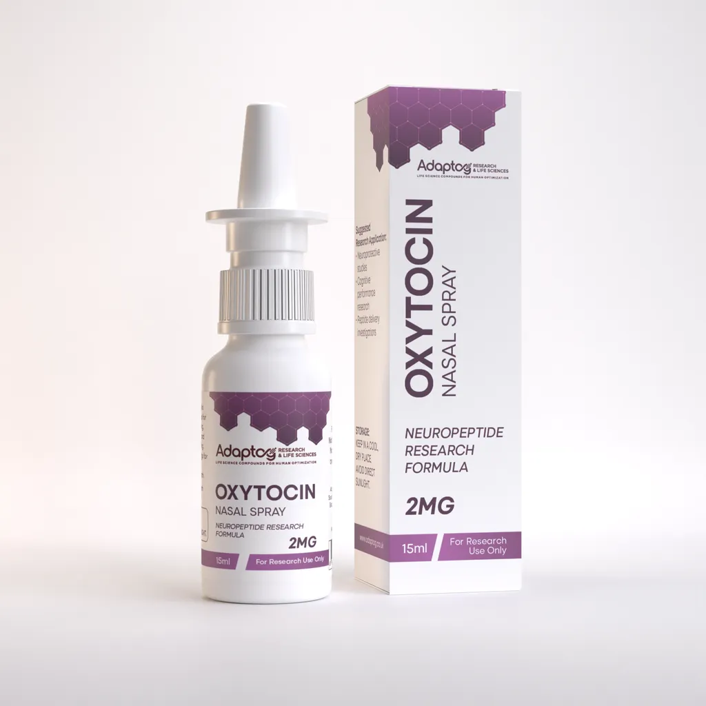 Oxytocin nasal spray 2mg, 15ml bottle and box, Adaptog Research