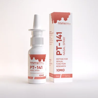 PT-141 (bremelanotide) nasal spray 10mg, 15ml bottle and box, Adaptog Research